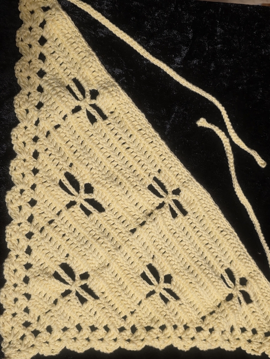 Handmade Yellow Dragonfly Crochet Headscarf - Picture 4 of 7
